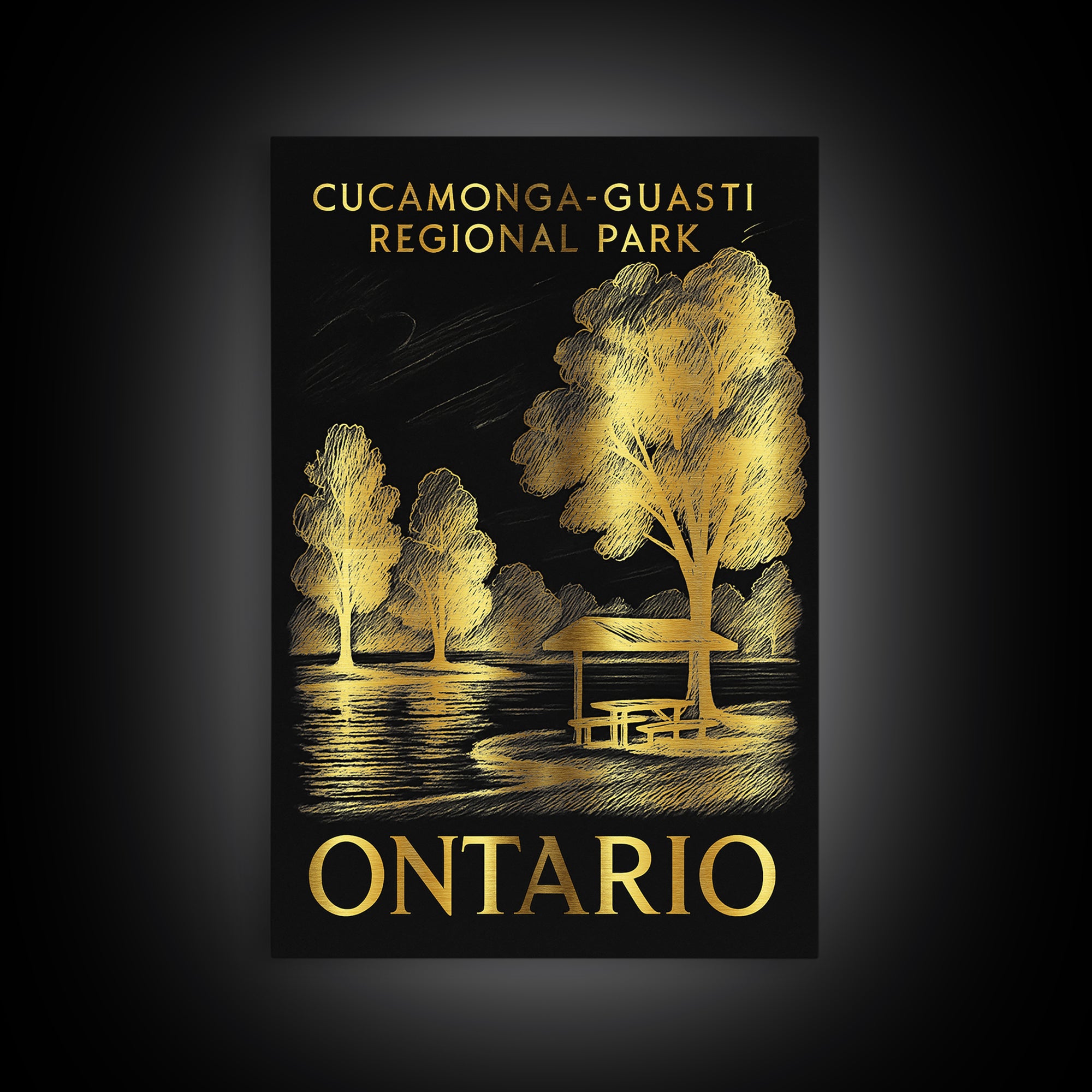 Ontario Travel Poster, Framed Canvas Print, Elegant Gold City Art, Ontario Travel Art, Vintage City Art, Vintage Travel Art, Poster Art