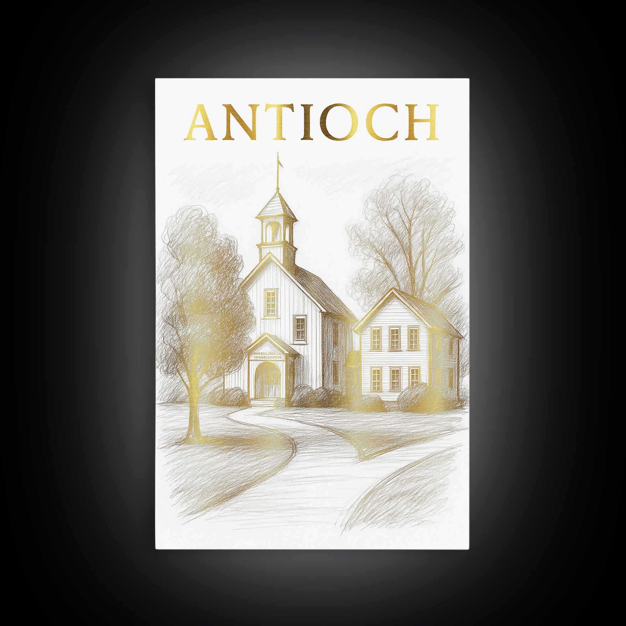 Antioch California Travel Poster, Canvas Print, Gold Line Drawing Wall Art, Antioch Travel Art, Home Office Decor, Eclectic Wall Decor
