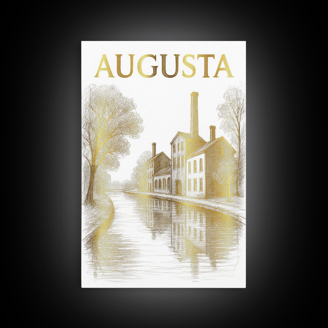 Augusta Georgia Travel Poster, Framed Canvas Print, Elegant City Illustration, Augusta Art Print, Vintage City Poster, Travel Poster Set