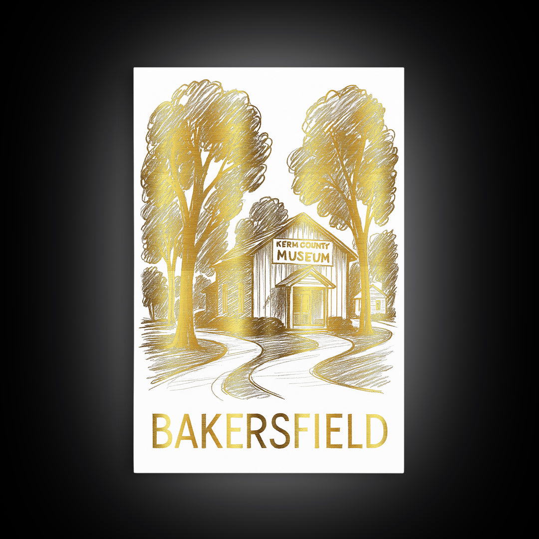 Bakersfield Travel Poster, Framed Canvas Print, Minimalist Poster Art, Bakersfield Art Print, Travel Wall Art, Wanderlust Decor