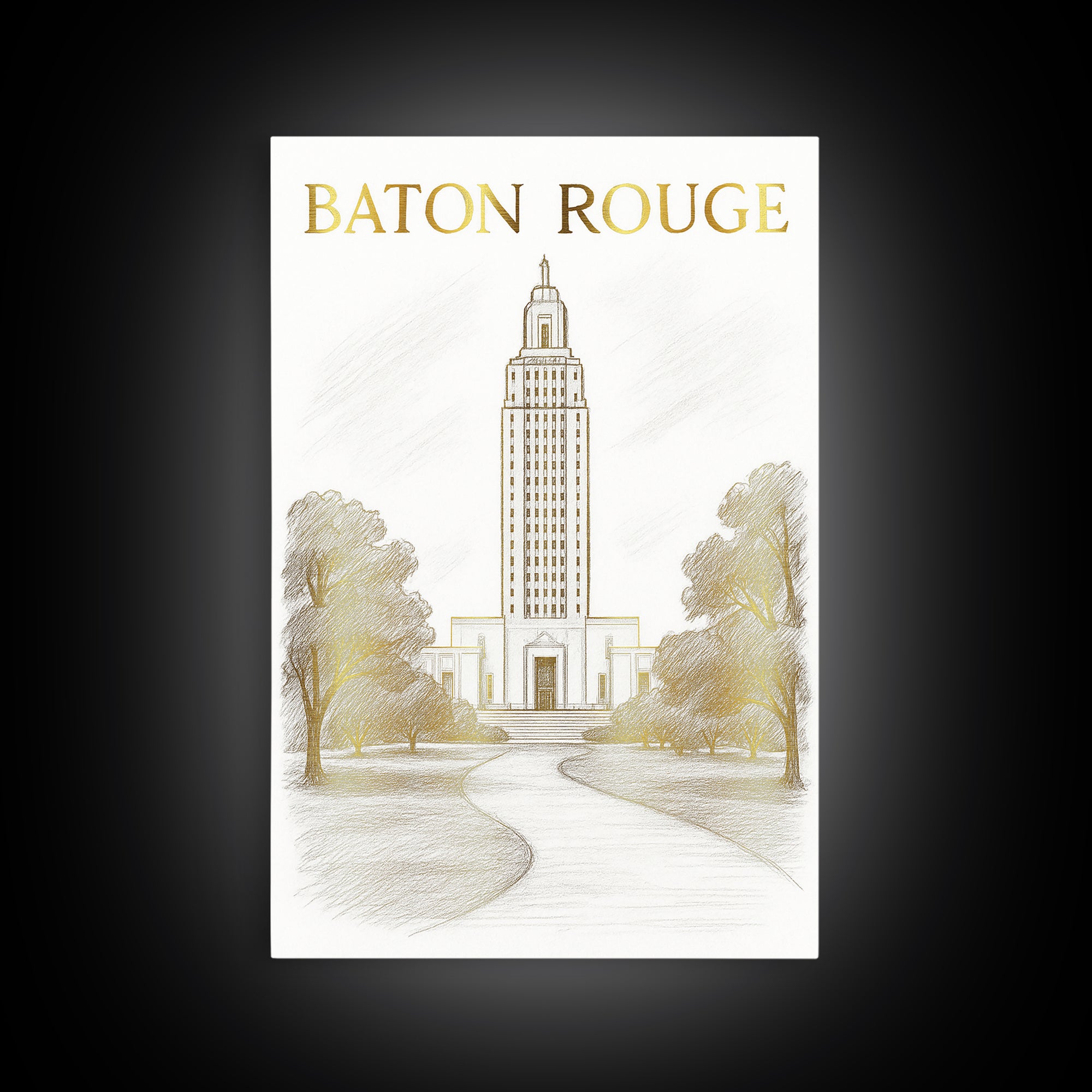 Baton Rouge Louisiana Travel Poster, Framed Canvas Print, Minimalist Poster Art, Baton Rouge City Art, Retro Travel Print, Modern Wall Decor