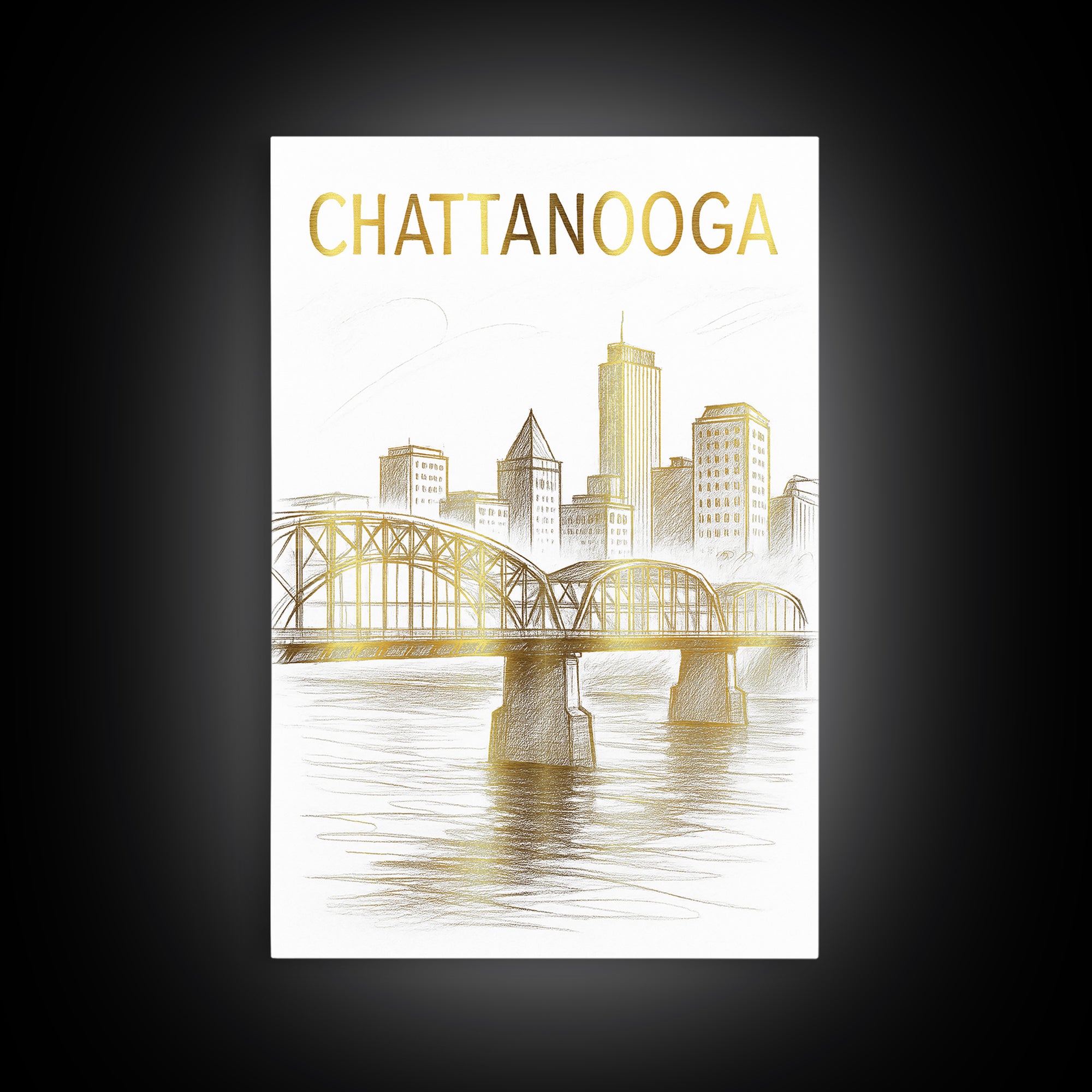 Chattanooga Tennessee Travel Poster, Canvas Print, Elegant Skyline Art, Chattanooga Poster Print, Vintage City Poster, Gift For Travelers