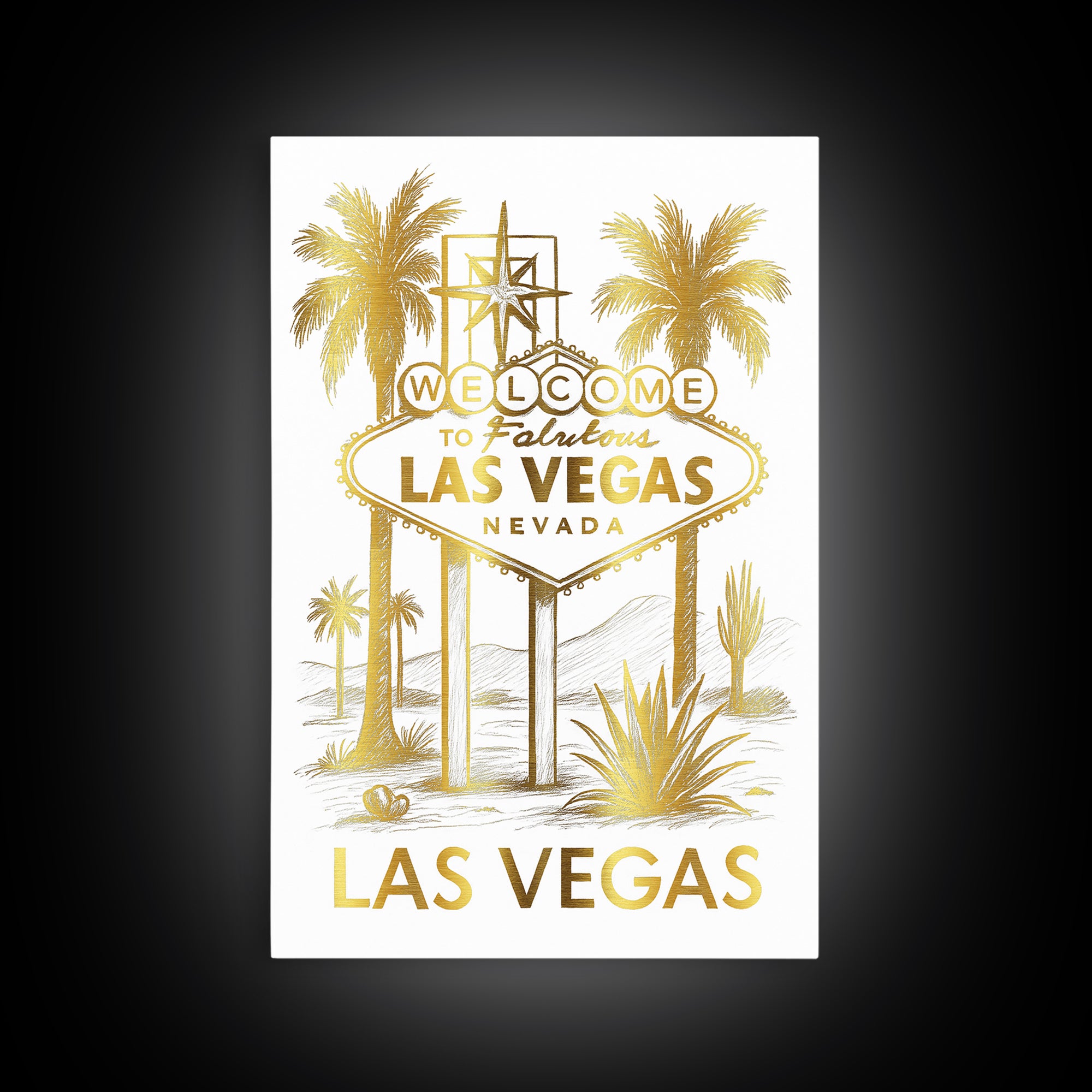 Las Vegas Travel Poster, Canvas Print, Gold Line Drawing Wall Art, Las Vegas Travel Art, Travel Art Print, Mid Century Wall Art
