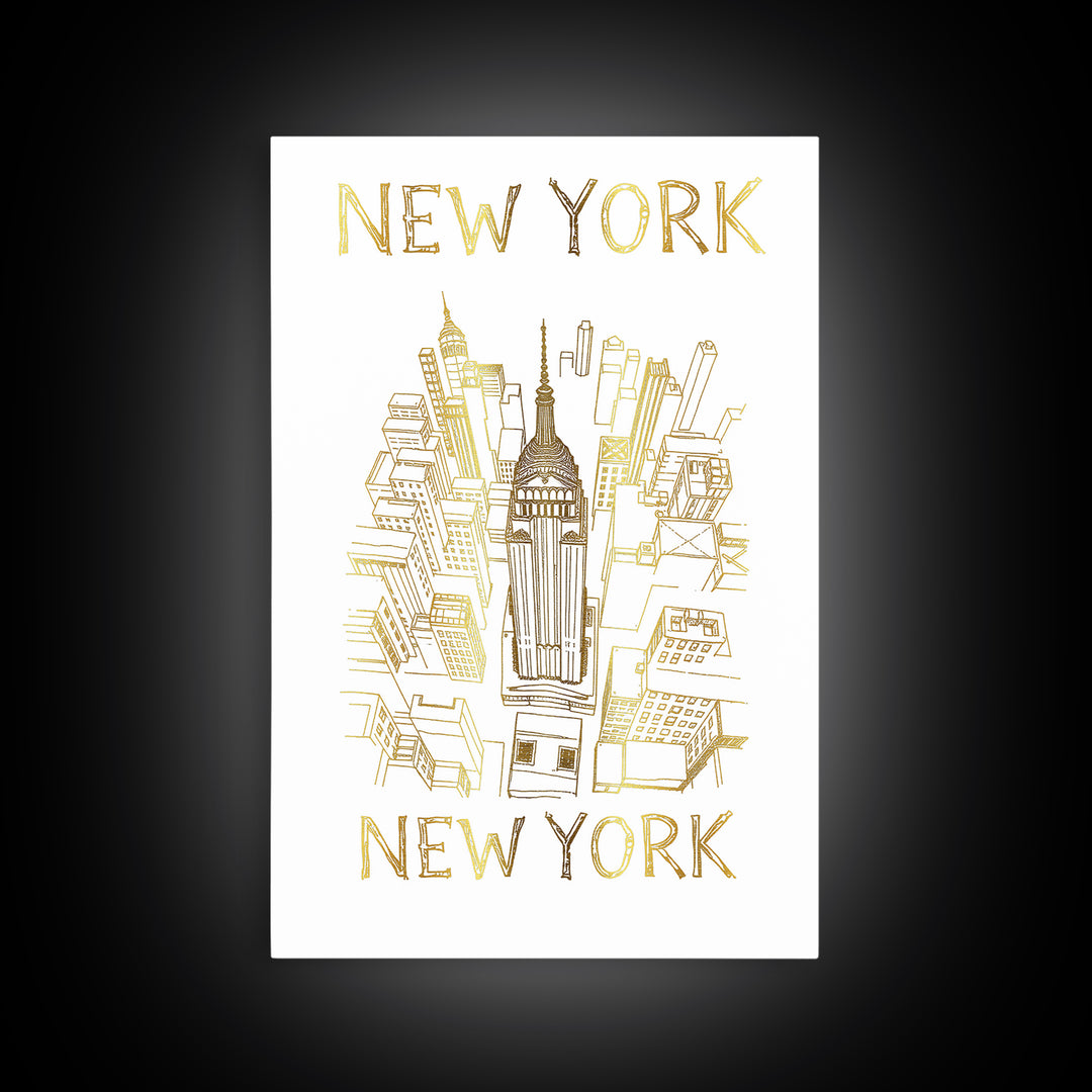 New York Travel Poster, Canvas Print, Elegant City Illustration, New York Art Print, Living Room Wall Art, Travel Wall Art, Art Print