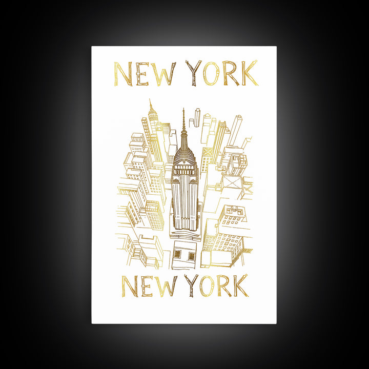 New York Travel Poster, Canvas Print, Elegant City Illustration, New York Art Print, Living Room Wall Art, Travel Wall Art, Art Print