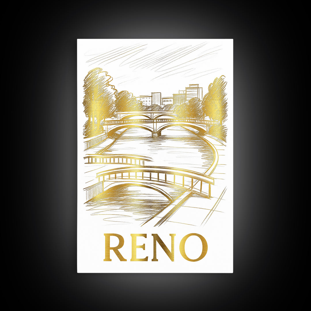 Reno Travel Poster, Framed Canvas Print, Minimalist Poster Art, Reno Poster Print, Vintage City Poster, Travel Poster Set, Travel Print
