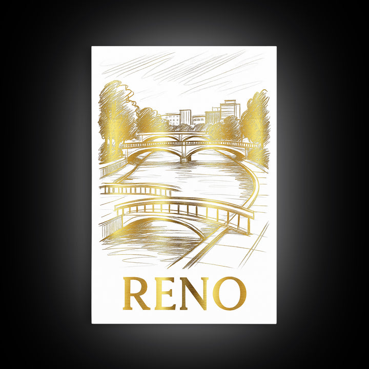 Reno Travel Poster, Framed Canvas Print, Minimalist Poster Art, Reno Poster Print, Vintage City Poster, Travel Poster Set, Travel Print