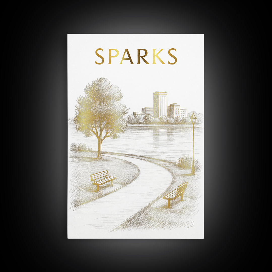 Sparks Nevada Travel Poster, Canvas Print, Elegant City Illustration, Sparks City Art, Travel Art Print, Retro Travel Print, Home Decor