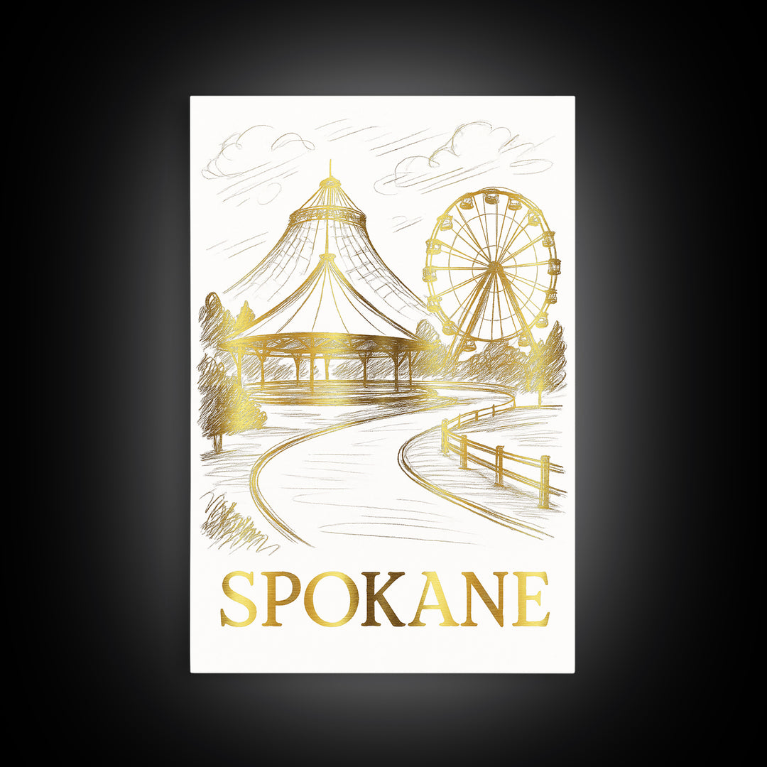 Spokane Travel Poster, Canvas Print, Minimalist Poster Art, Spokane Wall Art, Living Room Wall Art, Retro Travel Print, Vintage City Poster