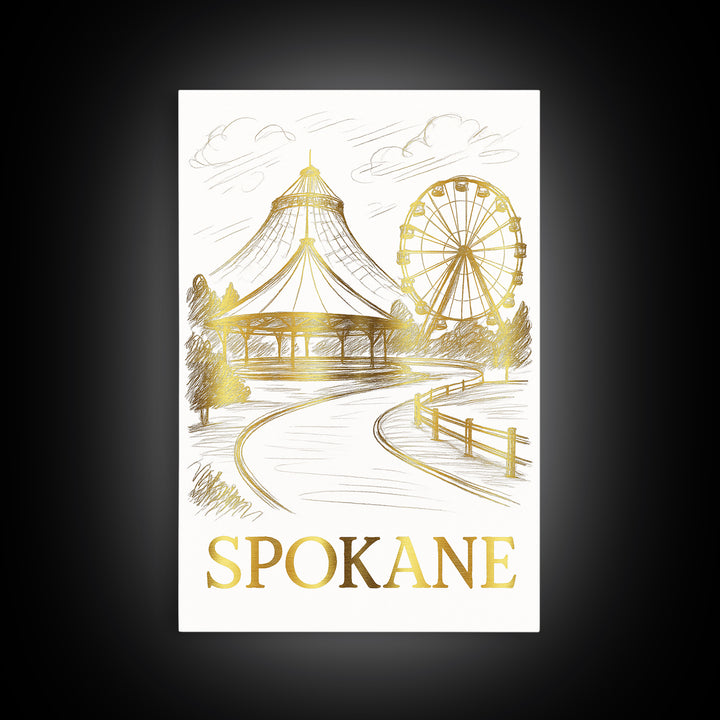 Spokane Travel Poster, Canvas Print, Minimalist Poster Art, Spokane Wall Art, Living Room Wall Art, Retro Travel Print, Vintage City Poster
