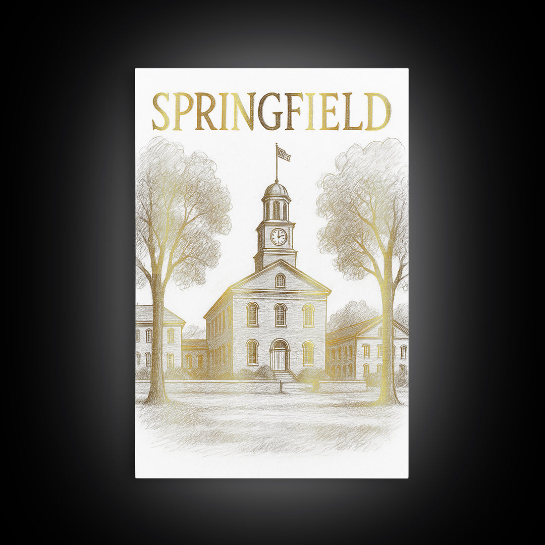 Springfield Travel Poster, Framed Canvas Print, Minimalist Poster Art, Springfield Poster Print, Travel Art Print, Travel Poster Set