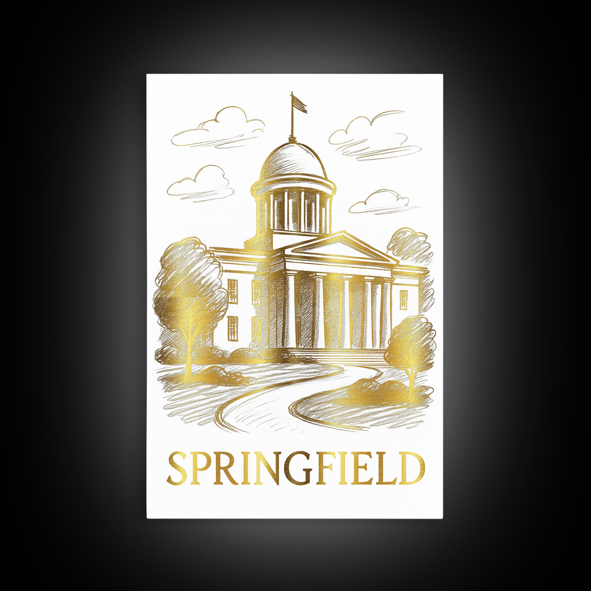 Springfield Travel Poster, Framed Canvas Print, Elegant City Illustration, Springfield Wall Art, Fine Art Print, City Travel Prints