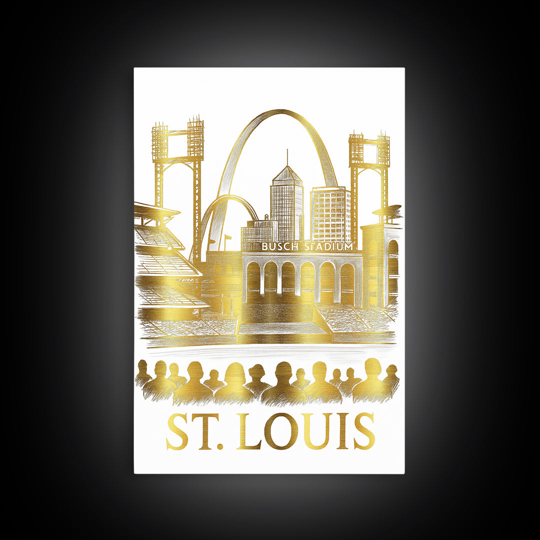 St Louis Travel Poster, Canvas Print, Gold Line Drawing Wall Art, St Louis Art Print, Travel Poster Set, Travel Art Print, Fine Art Print