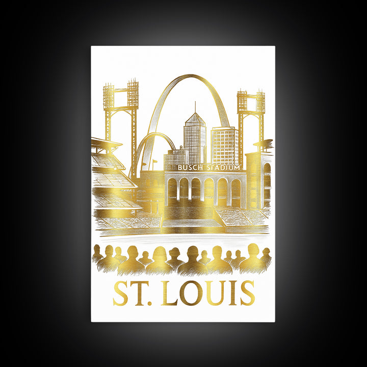 St Louis Travel Poster, Canvas Print, Gold Line Drawing Wall Art, St Louis Art Print, Travel Poster Set, Travel Art Print, Fine Art Print
