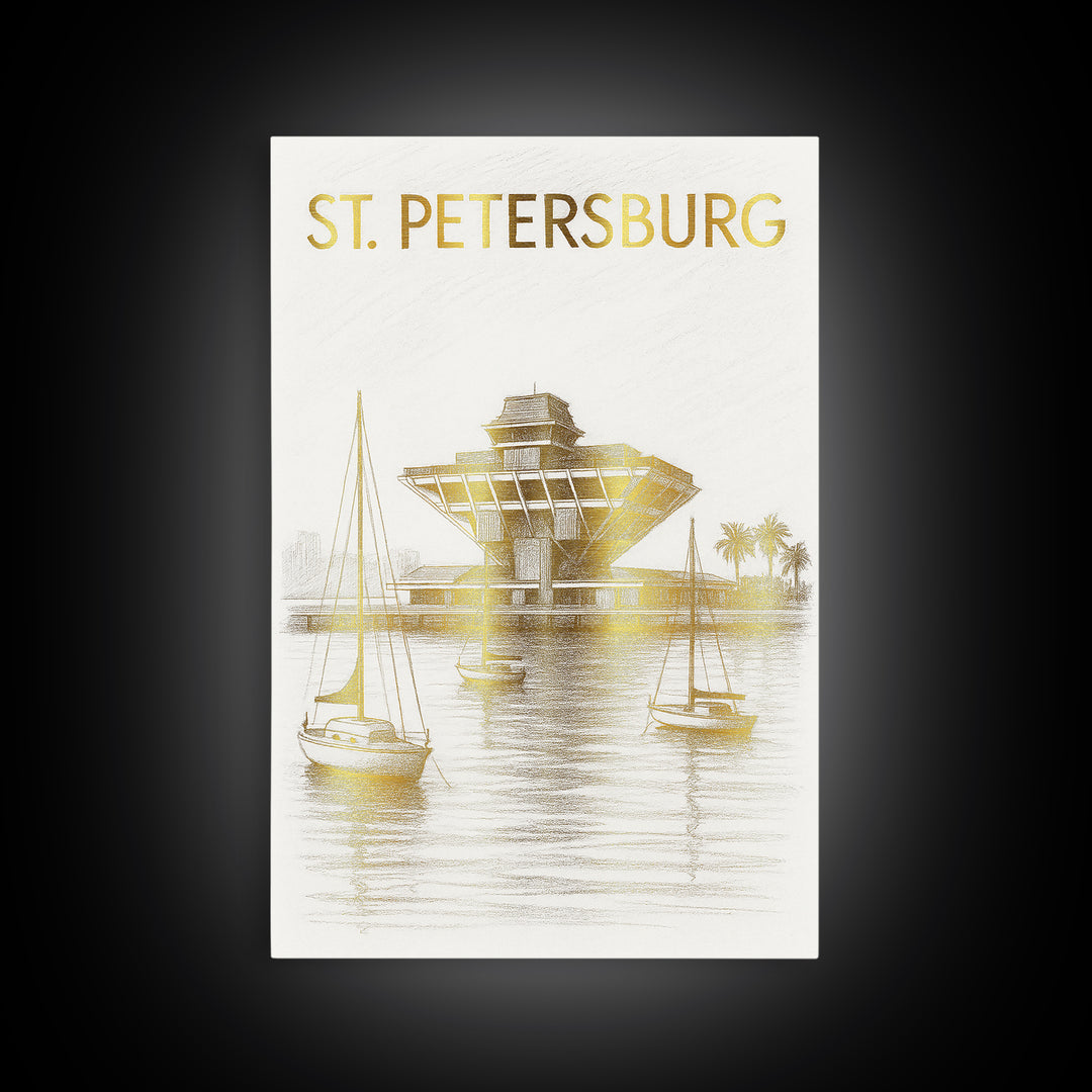 St Petersburg Florida Travel Poster, Canvas Print, Minimalist Poster Art, St Petersburg Poster Print, Mid Century Wall Art, Fine Art Print