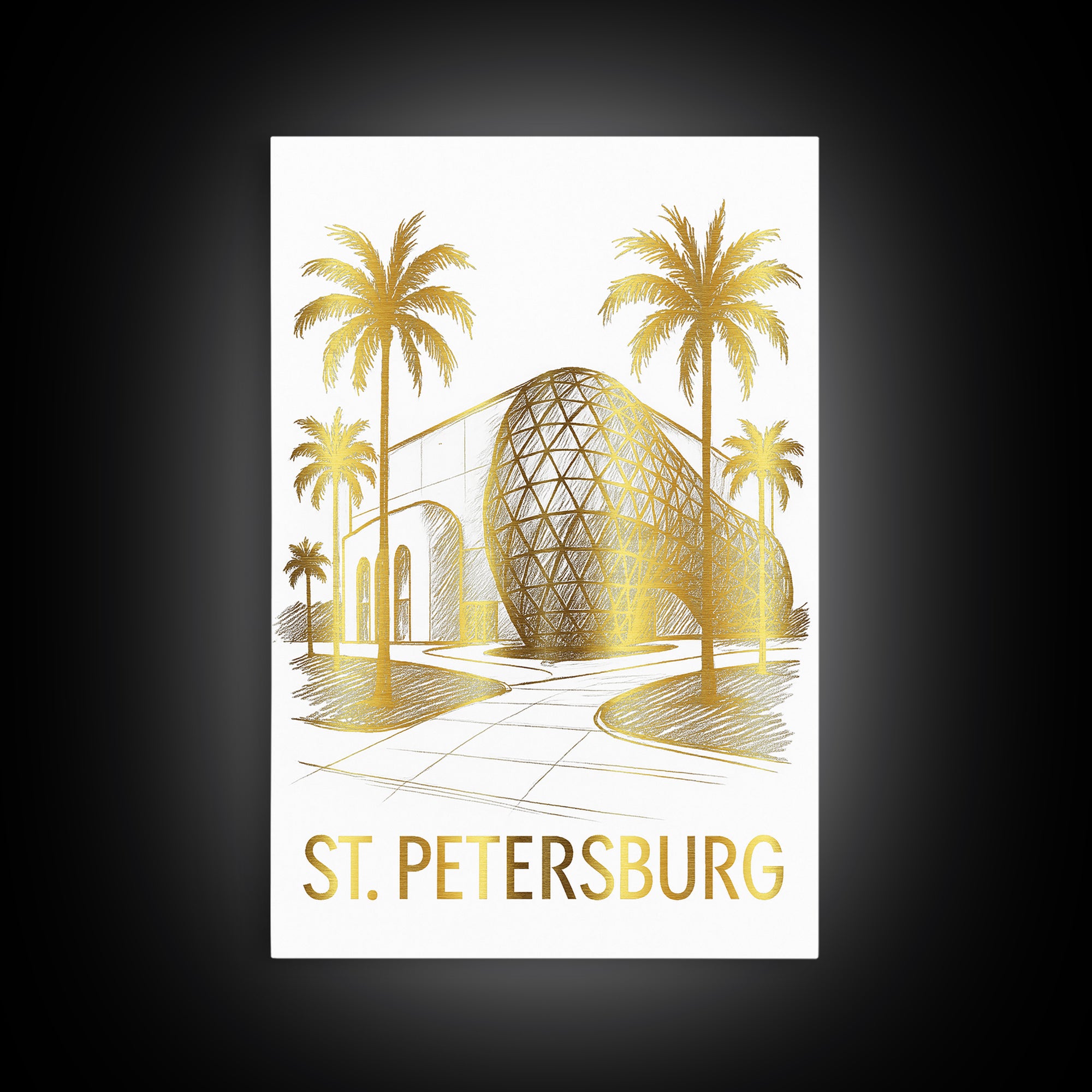 St Petersburg Travel Poster, Canvas Print, White And Gold Sketch Art, St Petersburg Art Print, City Illustration, Travel Wall Decor