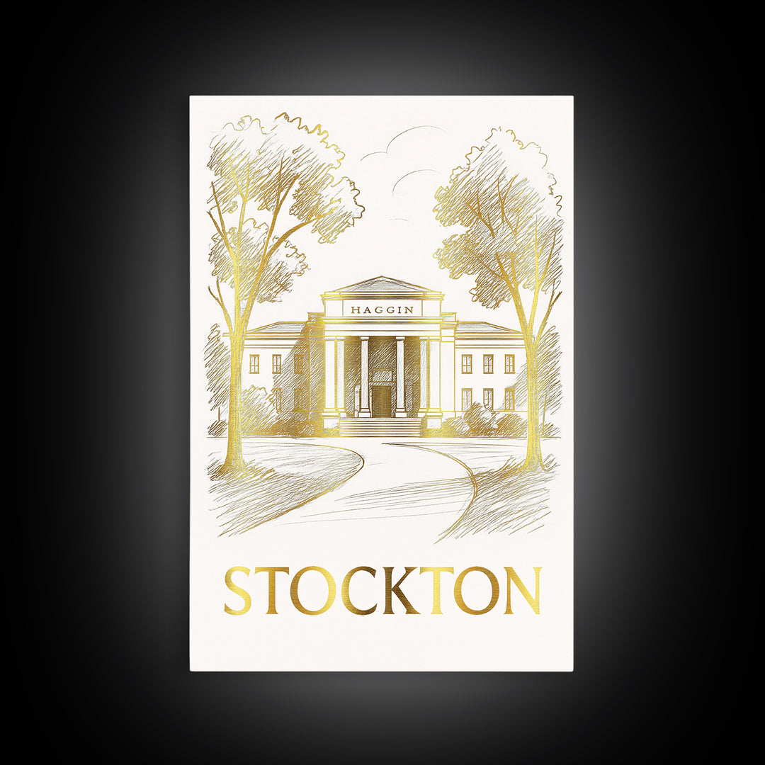 Stockton Travel Poster, Canvas Print, Elegant City Illustration, Stockton Wall Art, Vintage Travel Print, Travel Art Print, City Art Print