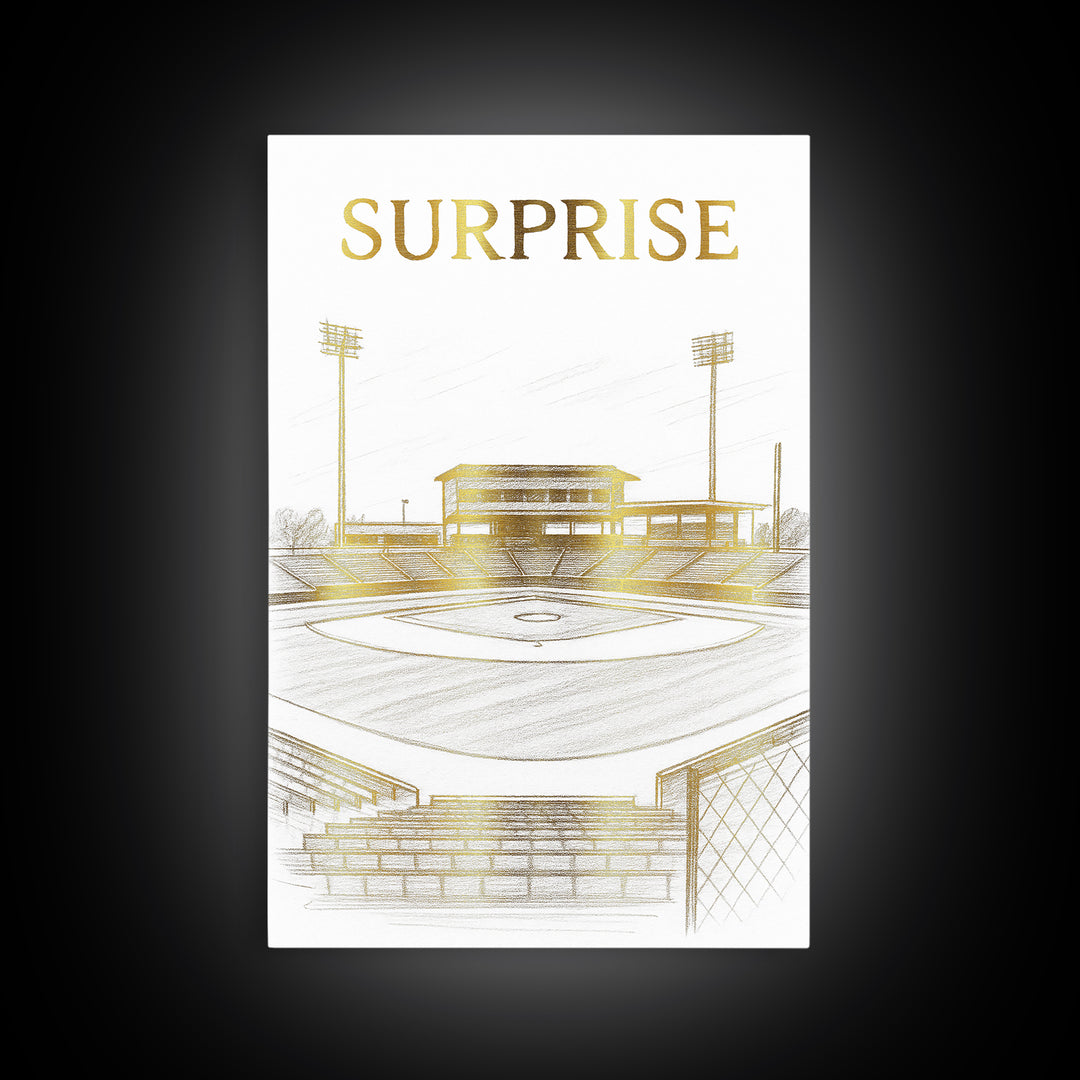 Surprise Arizona Travel Poster, Canvas Print, Gold Line Drawing Wall Art, Surprise Art Print, Travel Art, Travel Poster Set, Home Decor