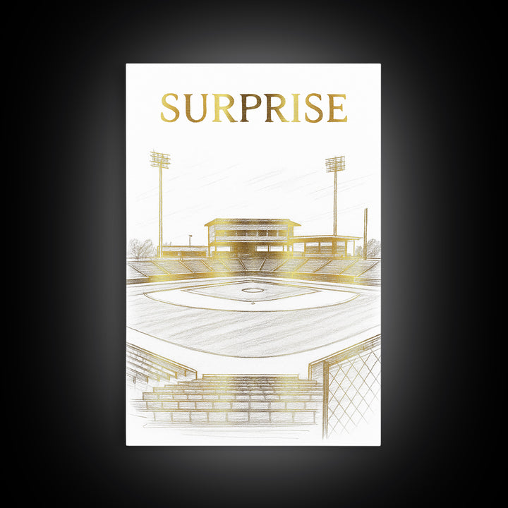 Surprise Arizona Travel Poster, Canvas Print, Gold Line Drawing Wall Art, Surprise Art Print, Travel Art, Travel Poster Set, Home Decor
