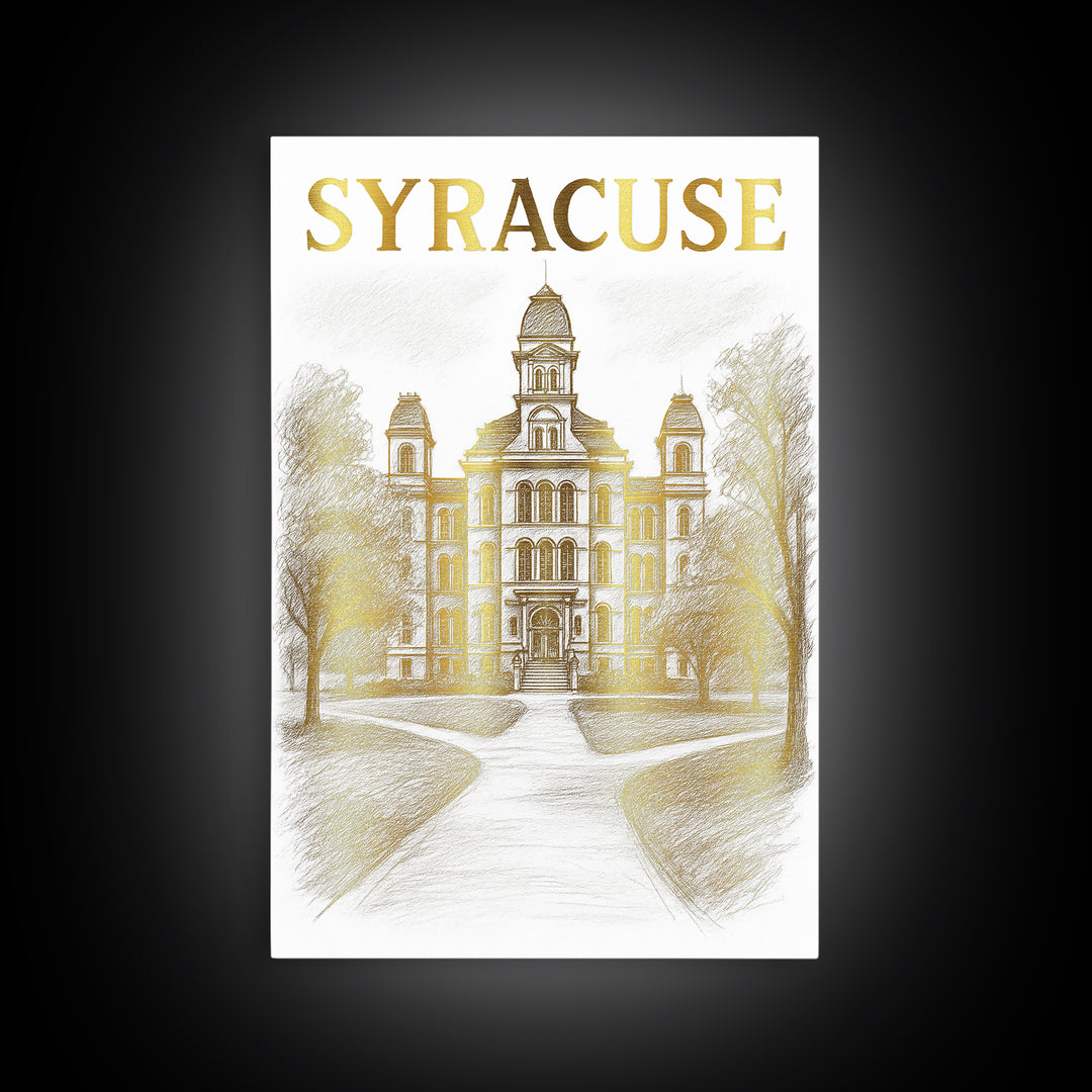 Syracuse New York Travel Poster, Framed Canvas Print, Elegant City Illustration, Syracuse Wall Art, Wanderlust Decor, Travel Poster Set
