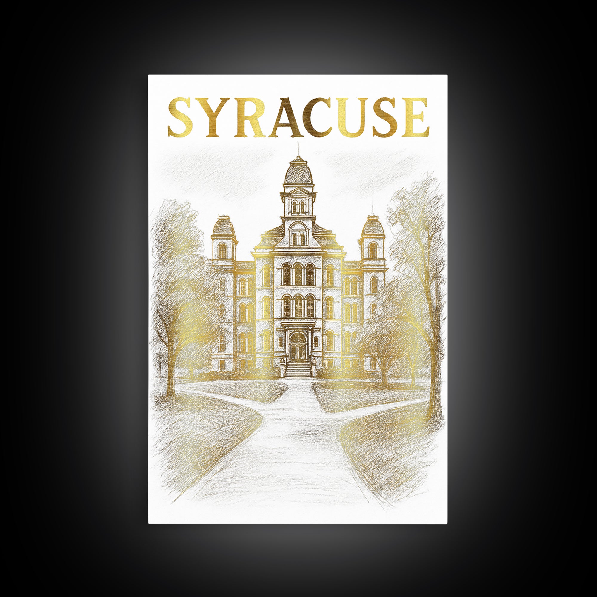 Syracuse New York Travel Poster, Framed Canvas Print, Elegant City Illustration, Syracuse Wall Art, Wanderlust Decor, Travel Poster Set