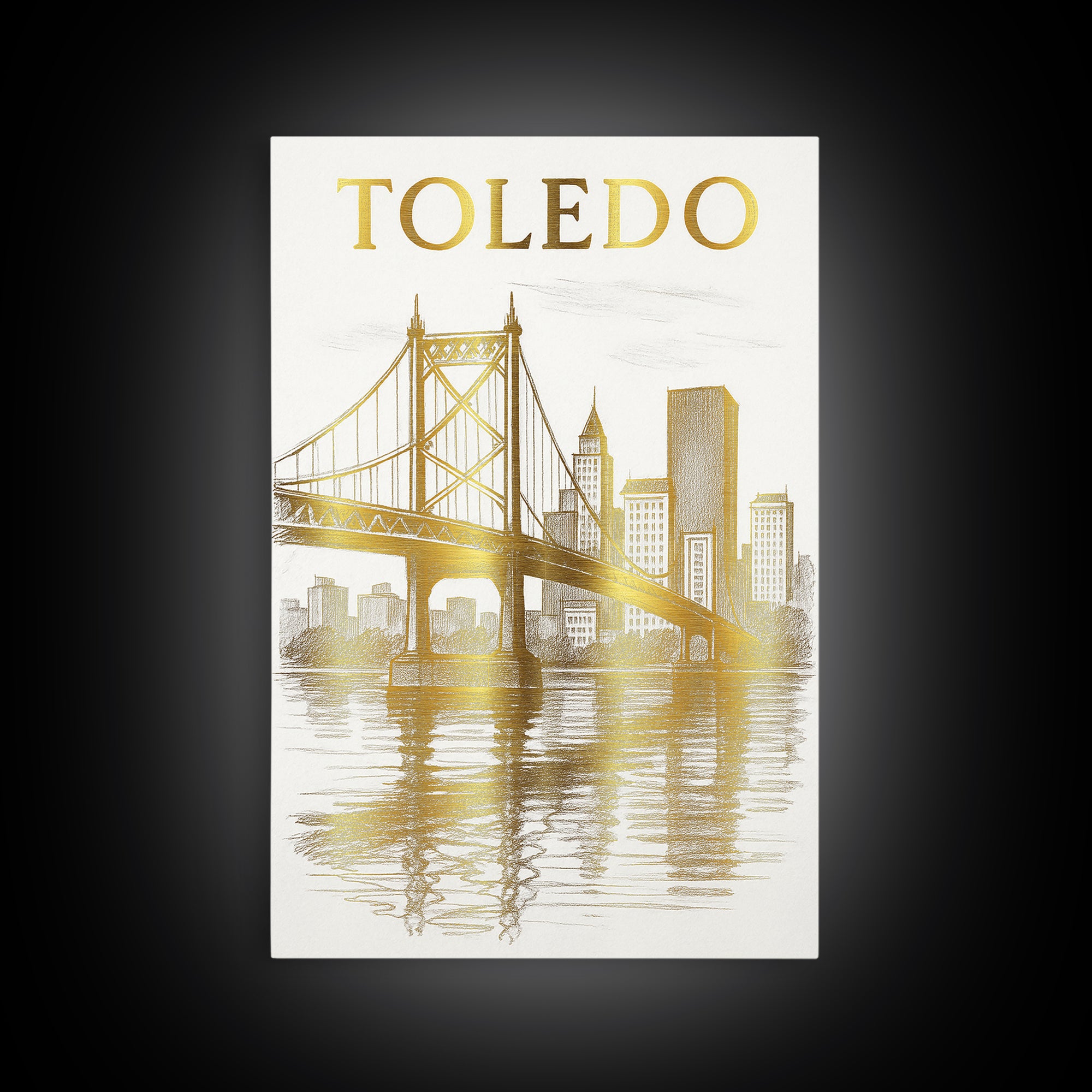 Toledo Ohio Travel Poster, Framed Canvas Print, Minimalist Poster Art, Toledo City Art, Vintage City Poster, City Travel Prints, City Poster