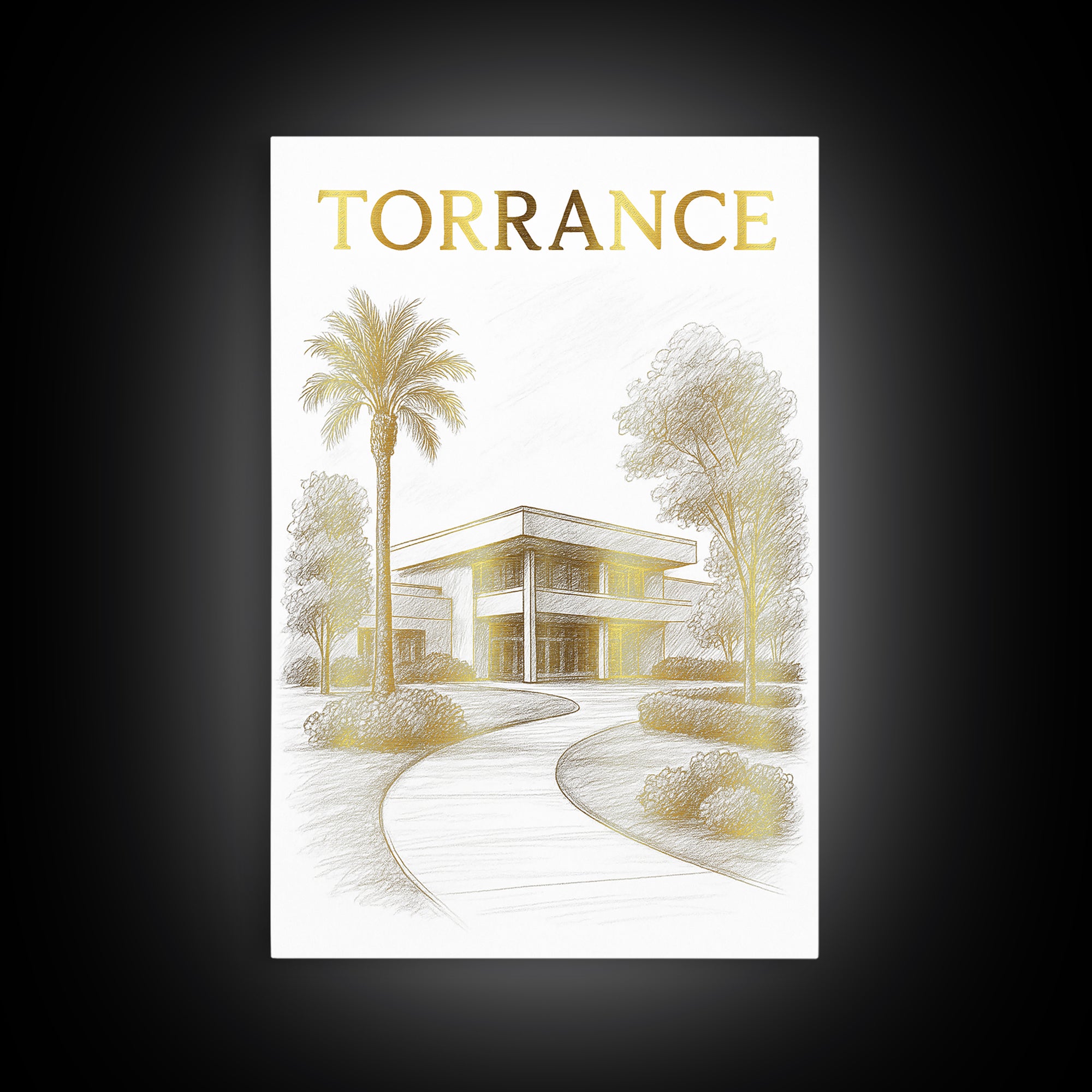 Torrence Travel Poster, Canvas Print, Gold Line Drawing Wall Art, Torrence City Art, Travel Poster Art, Travel Wall Decor, Poster Print