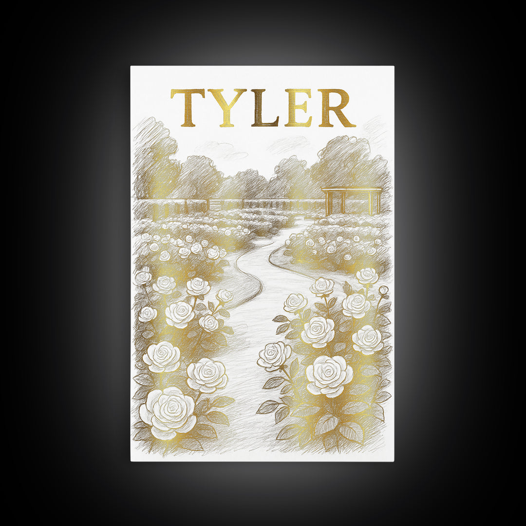 Tyler Texas Travel Poster, Canvas Print, Gold Line Drawing Wall Art, Tyler Travel Art, Wanderlust Decor, Modern Wall Decor, Travel Decor