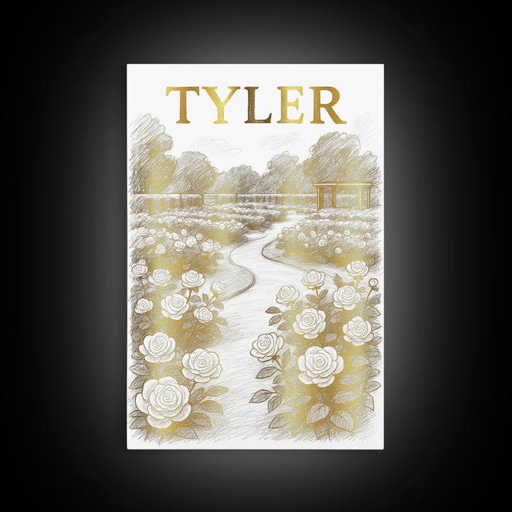 Tyler Texas Travel Poster, Canvas Print, Gold Line Drawing Wall Art, Tyler Travel Art, Wanderlust Decor, Modern Wall Decor, Travel Decor