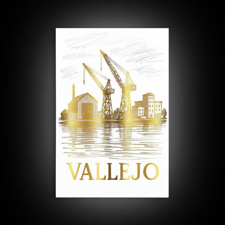 Vallejo Travel Poster, Canvas Print, Elegant City Illustration, Vallejo Poster Print, Eclectic Wall Decor, Gift For Travelers, Wall Art