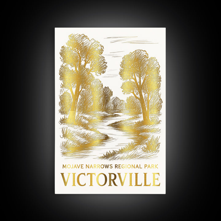 Victorville Travel Poster, Canvas Print, White And Gold Sketch Art, Victorville City Art, City Art Print, Vintage Travel Art, Design 2