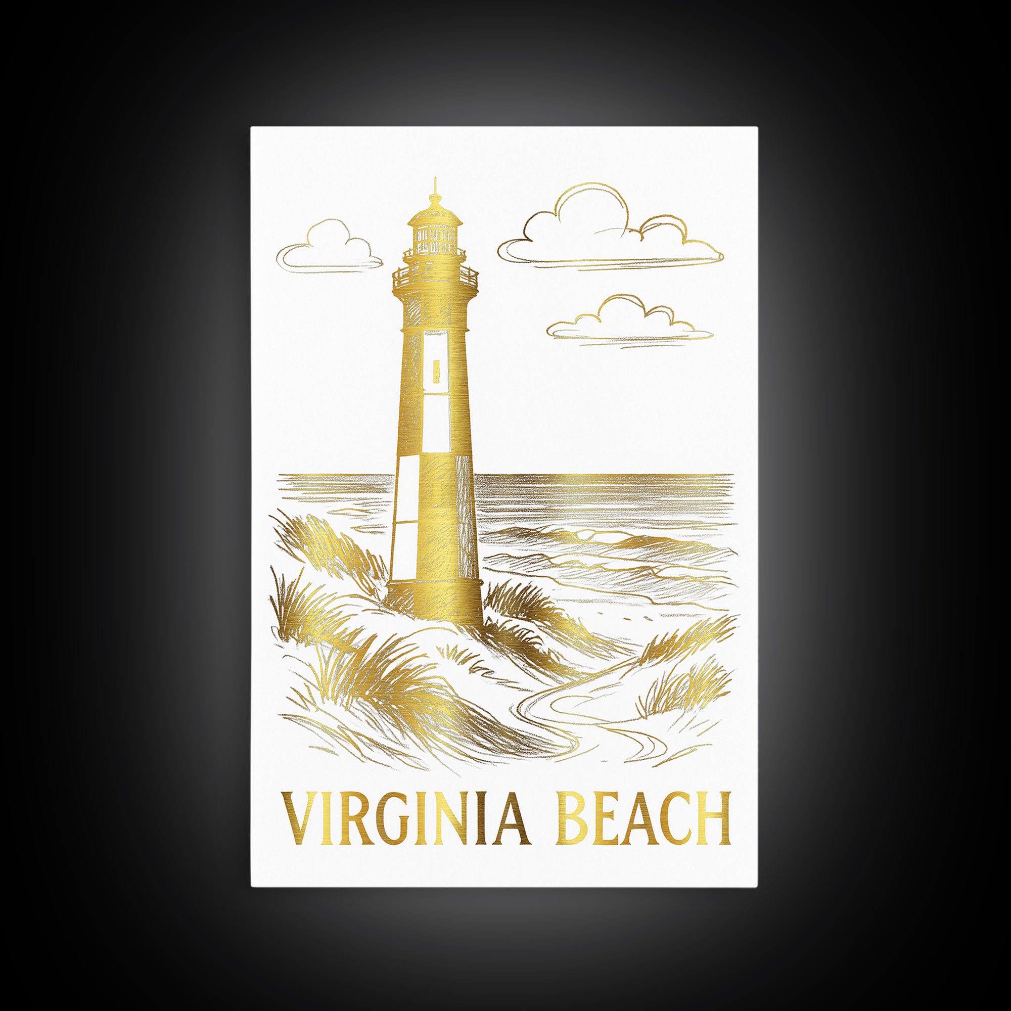 Virginia Beach Travel Poster, Framed Canvas Print, Minimalist Poster Art, Virginia Beach Wall Art, Vintage City Art, City Illustration