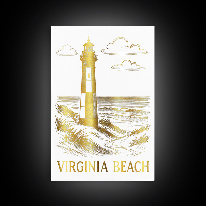Virginia Beach Travel Poster, Framed Canvas Print, Minimalist Poster Art, Virginia Beach Wall Art, Vintage City Art, City Illustration