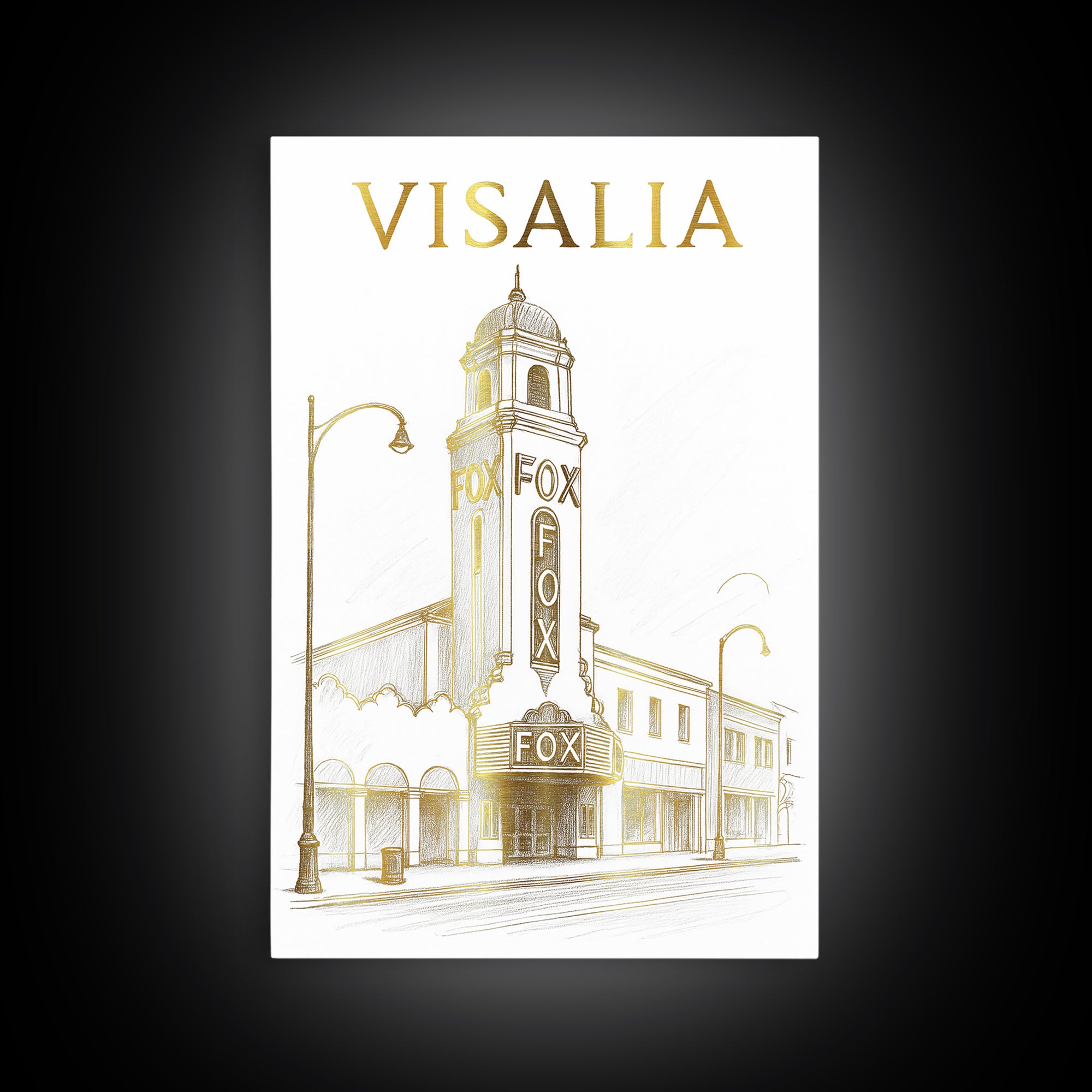 Visalia California Travel Poster, Framed Canvas Print, Elegant City Illustration, Visalia Wall Art, Travel Poster Set, City Travel Prints