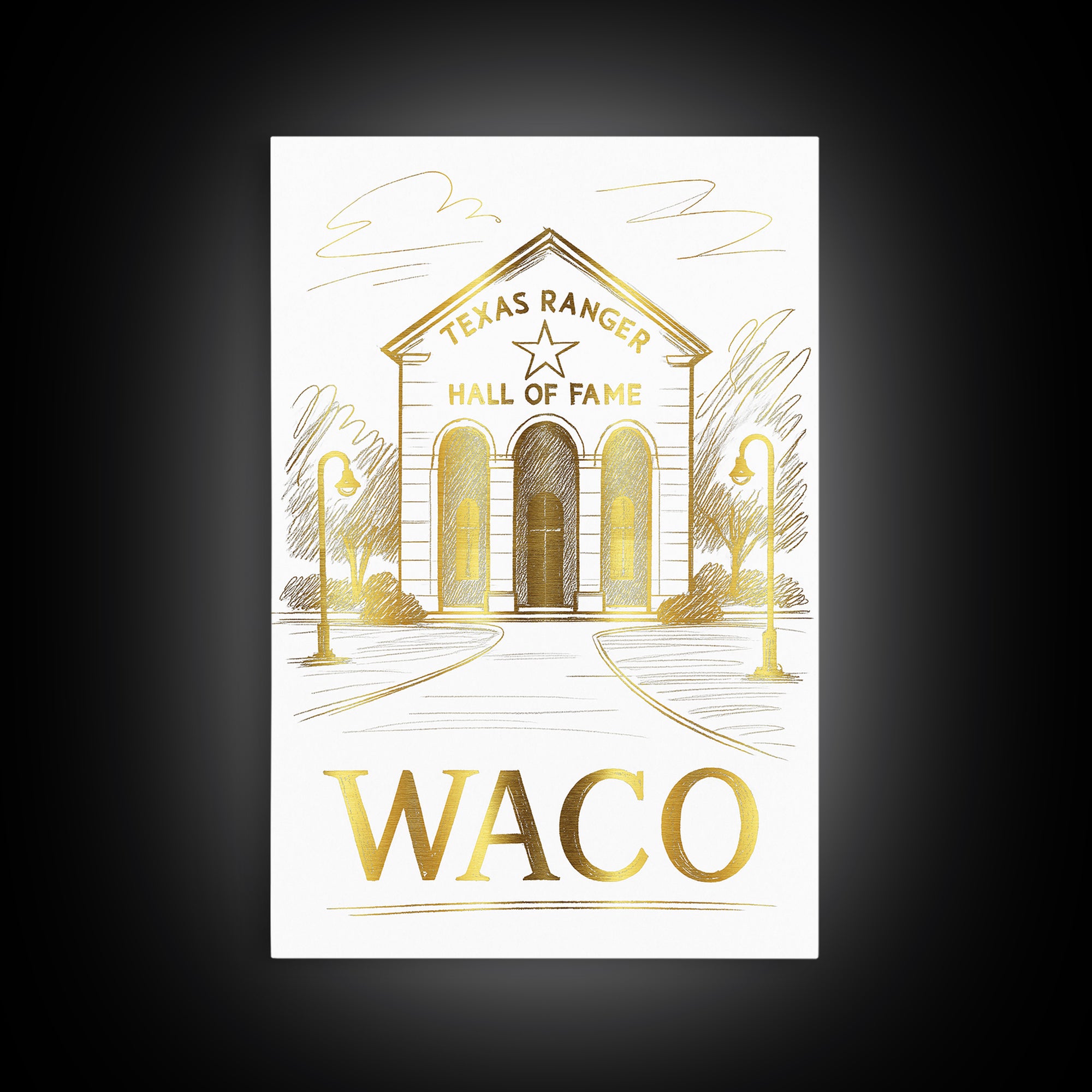 Waco Travel Poster, Canvas Print, Elegant City Illustration, Waco Poster Print, City Illustration, Fine Art Print, Vintage City Poster
