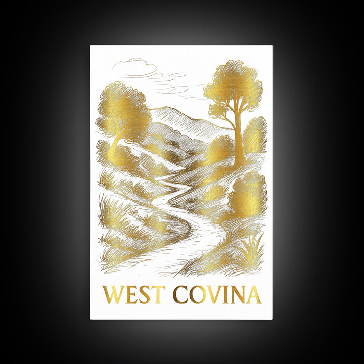 West Covina Travel Poster, Canvas Print, Minimalist Poster Art, West Covina Art Print, Vintage Travel Art, Retro Travel Print, Wall Art