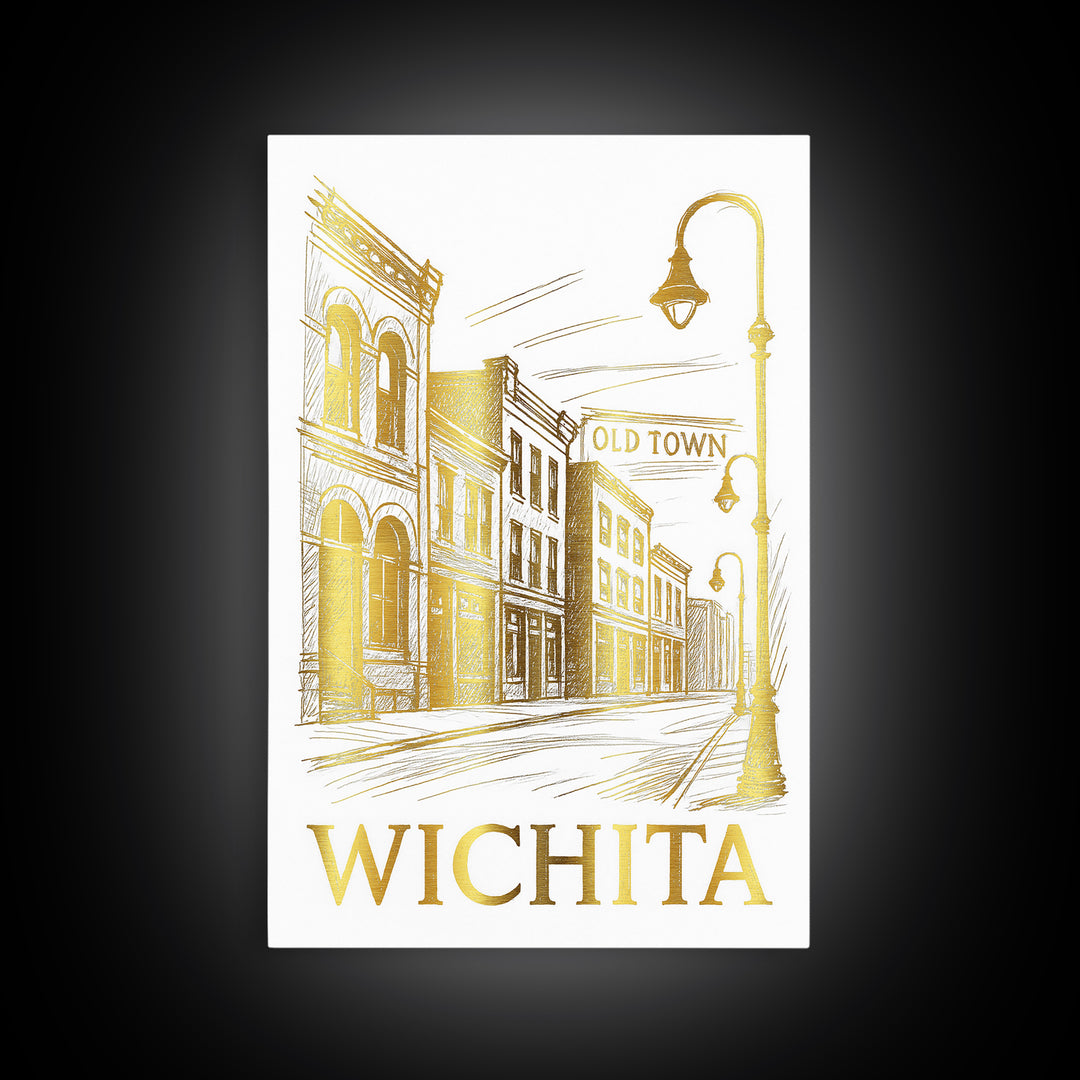 Wichita Travel Poster, Canvas Print, Minimalist Poster Art, Wichita City Art, Vintage City Art, Travel Art Print, Vintage City Poster