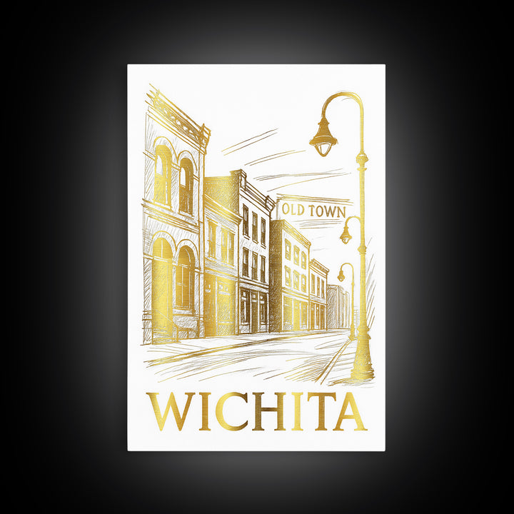 Wichita Travel Poster, Canvas Print, Minimalist Poster Art, Wichita City Art, Vintage City Art, Travel Art Print, Vintage City Poster