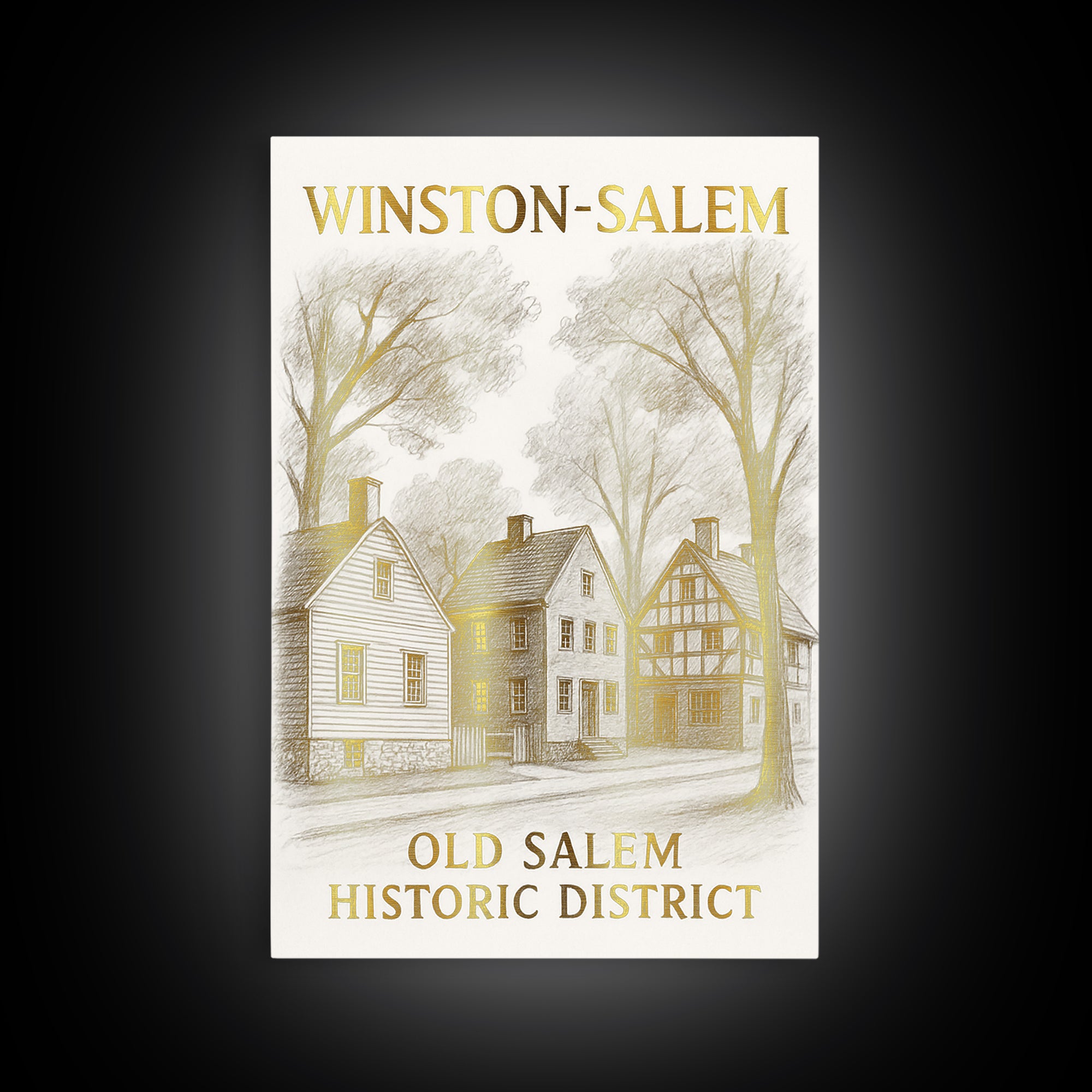 Winston Salem North Carolina Travel Poster, Canvas Print, Elegant Skyline Art, Winston Salem Poster Print, Retro Travel Print, Travel Gift