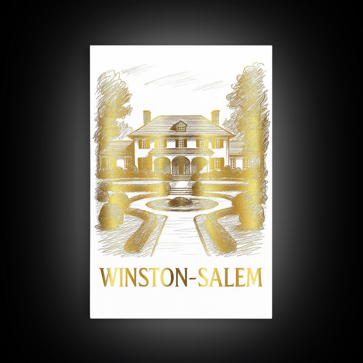 Winston Salem Travel Poster, Canvas Print, Minimalist Poster Art, Winston Salem Art Print, Watercolor Downtown Skyline, Retro Travel Print