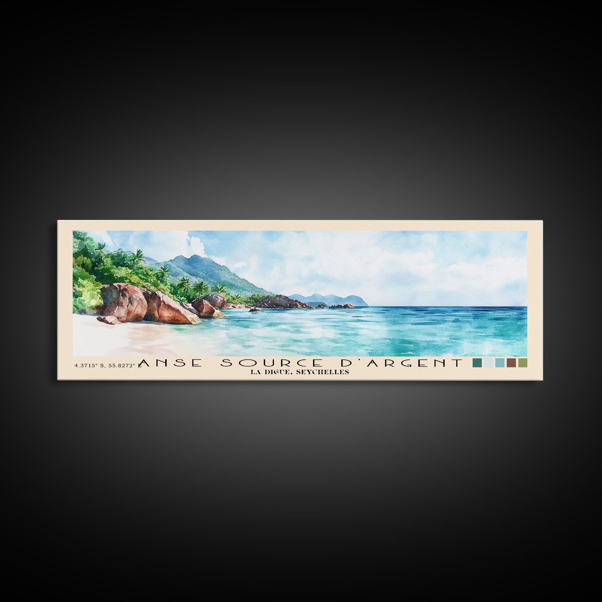 Anse Source d’Argent, La Digue, Seychelles Watercolor Print, Vacation Gift, La Digue, Seychelles Wall Art, Vacation Wall Art, Vacatation Memories, Beach Decor, Beach Or Lakehouse Art
