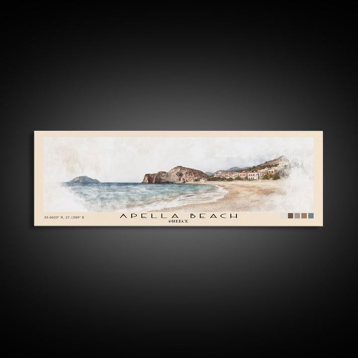 Apella Beach, Greece Watercolor Print, Vacation Gift, Greece Wall Art, Beach Painting, Beach Decor, Beach Or Lakehouse Art