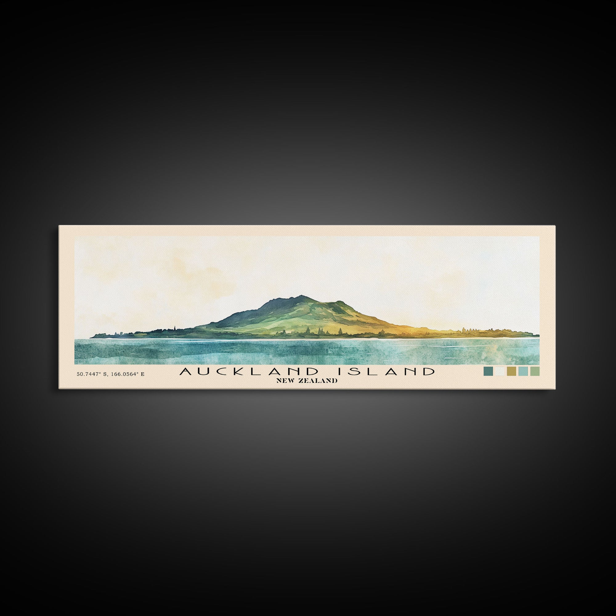 Auckland Island, New Zealand Watercolor Print, Vacation Gift, New Zealand Wall Art, Beach Painting, Beach Decor, Large Wall Art, Wood Frame Art