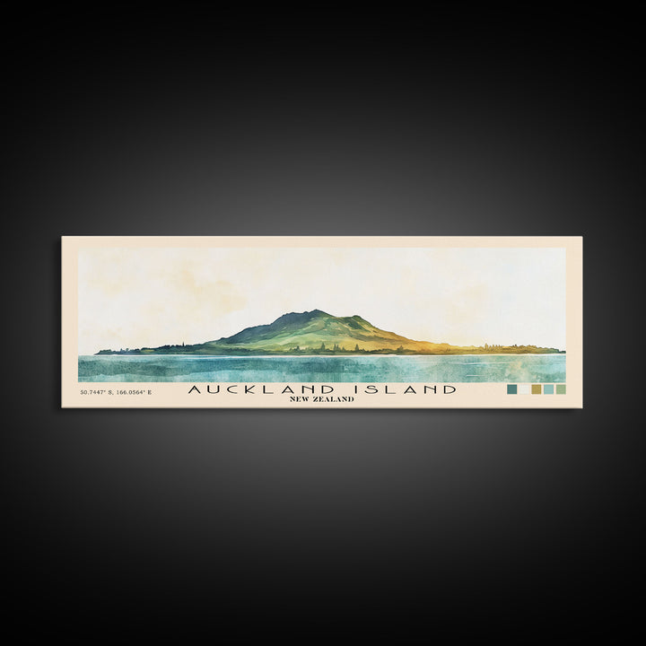Auckland Island, New Zealand Watercolor Print, Vacation Gift, New Zealand Wall Art, Beach Painting, Beach Decor, Large Wall Art, Wood Frame Art