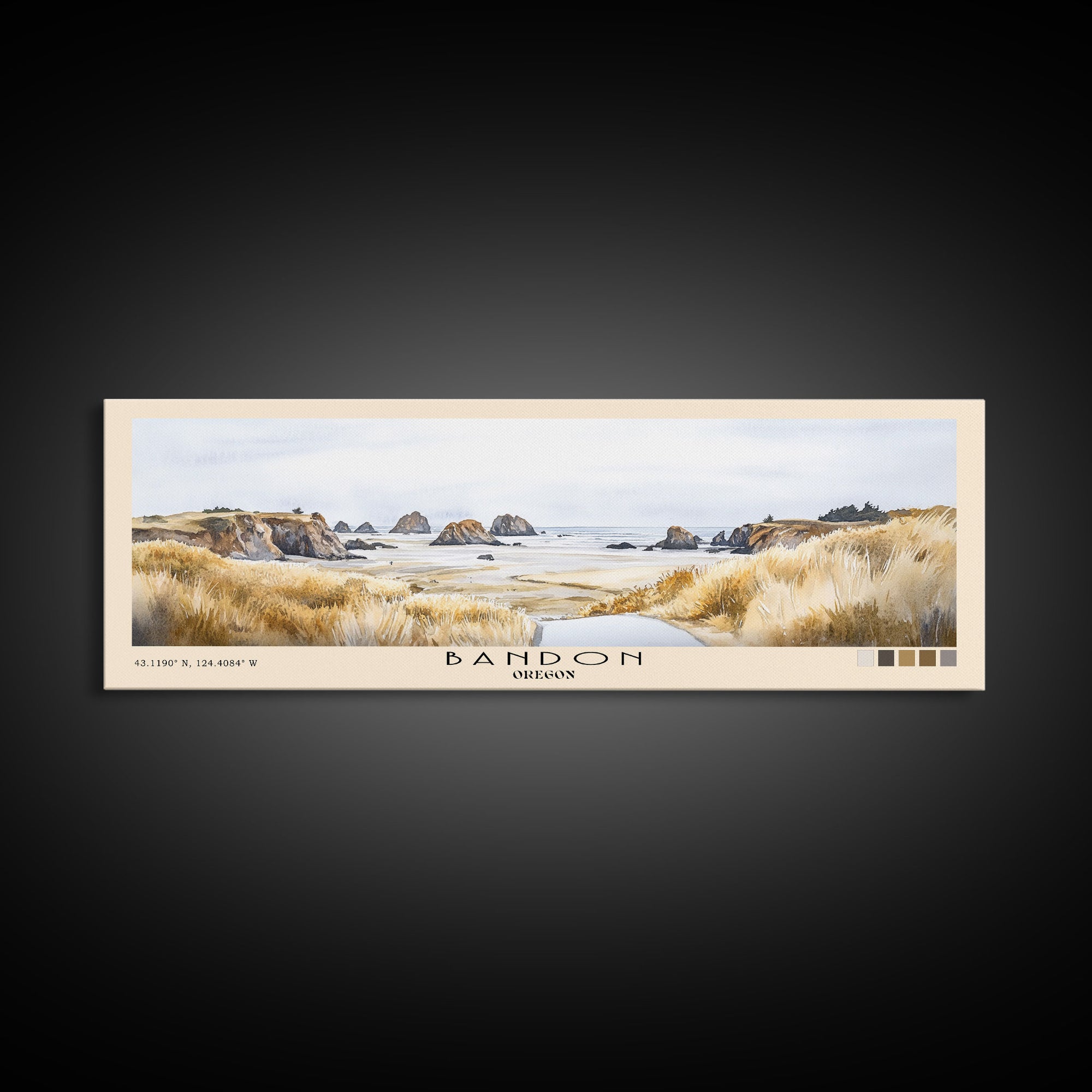 Bandon, Oregon Watercolor Beach Print, Vacation Gift, Oregon Wall Art, Beach Painting, Beach Decor, Beach Painting