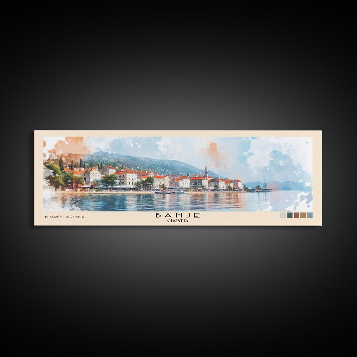 Banje, Croatia Watercolor Print, Vacation Gift, Croatia Wall Art, Beach Painting, Beach Decor, Large Wall Art, Wood Frame Art