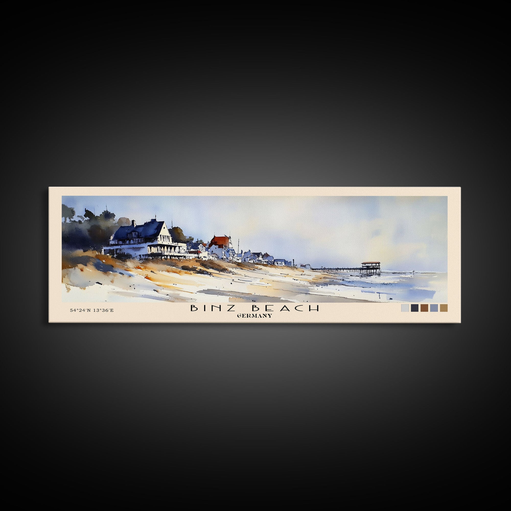 Binz Beach, Germany Watercolor Print, Vacation Gift, Germany Wall Art, Vacation Wall Art, Vacatation Memories, Beach Decor, Beach Or Lakehouse Art