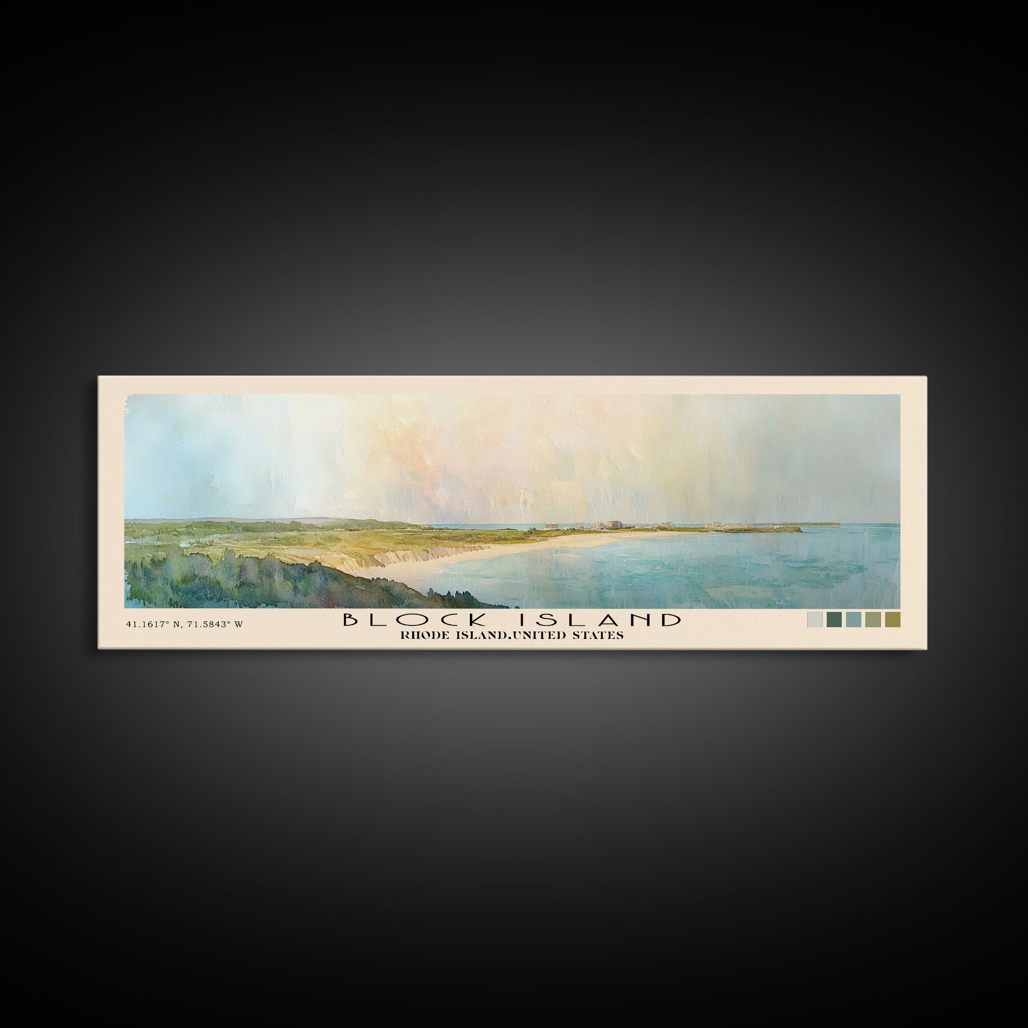Block Island, Rhode Island,United States Watercolor Print, Vacation Gift, Rhode Island,United States Wall Art, Beach Painting, Beach Decor, Large Wall Art, Wood Frame Art