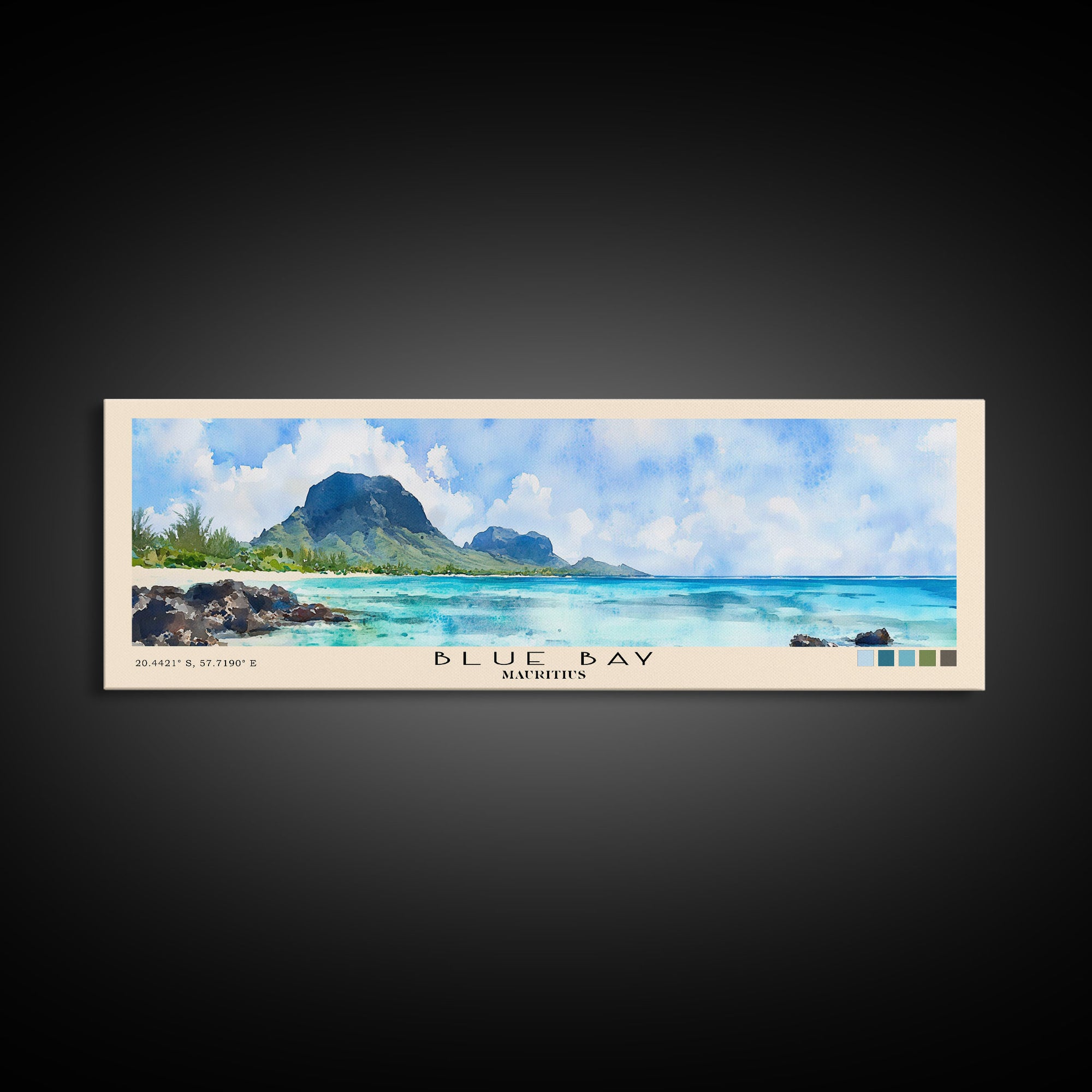 Blue Bay, Mauritius Watercolor Print, Vacation Gift, Mauritius Wall Art, Vacation Wall Art, Vacatation Memories, Beach Decor, Beach Or Lakehouse Art