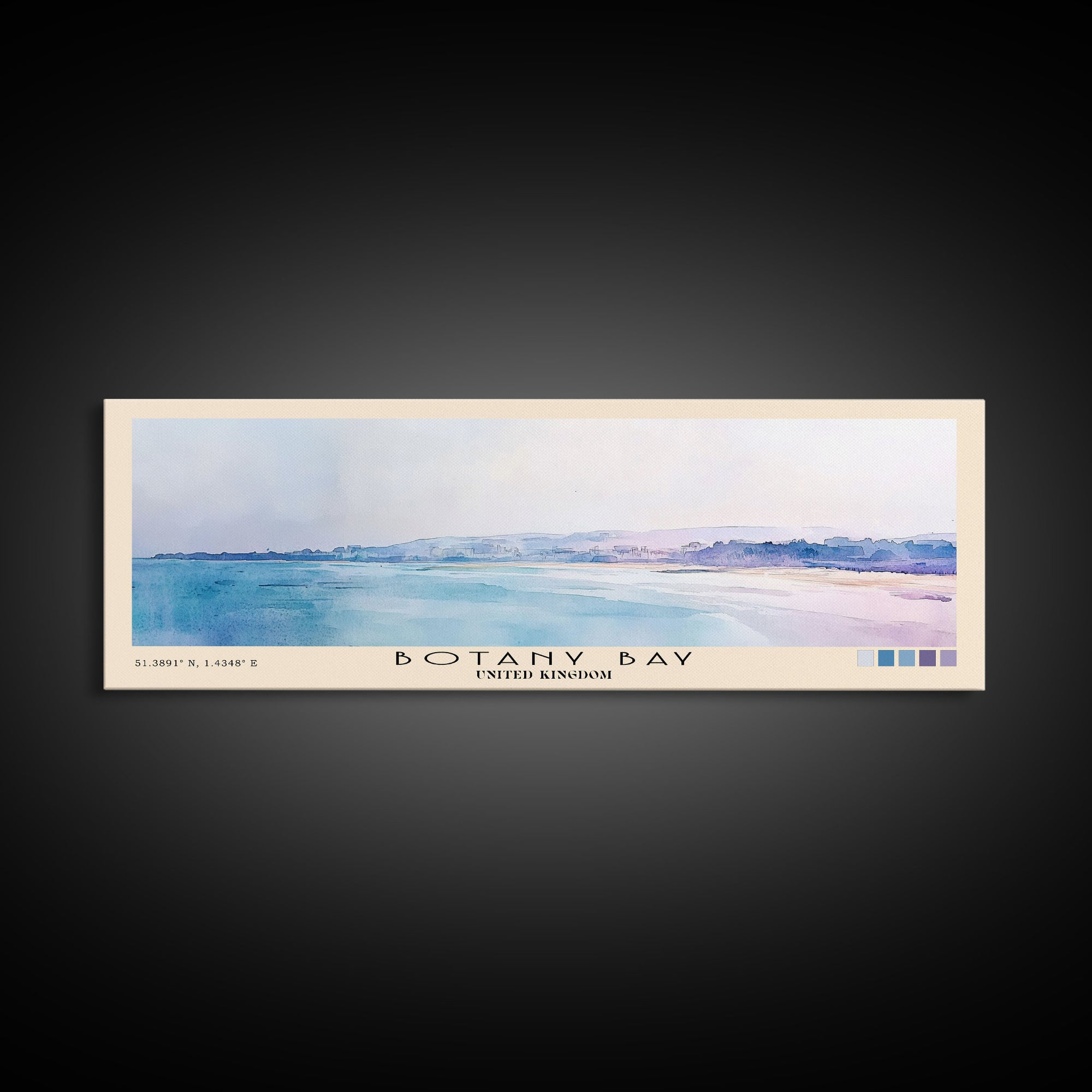 Botany Bay, United Kingdom Watercolor Print, Vacation Gift, United Kingdom Wall Art, Beach Painting, Beach Decor, Large Wall Art, Wood Frame Art
